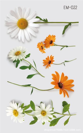 Picture of New Waterproof Sweat-proof Flower Tattoo Sticker Small Fresh Daisy Women's Face Arm Temporary Tattoo Sticker