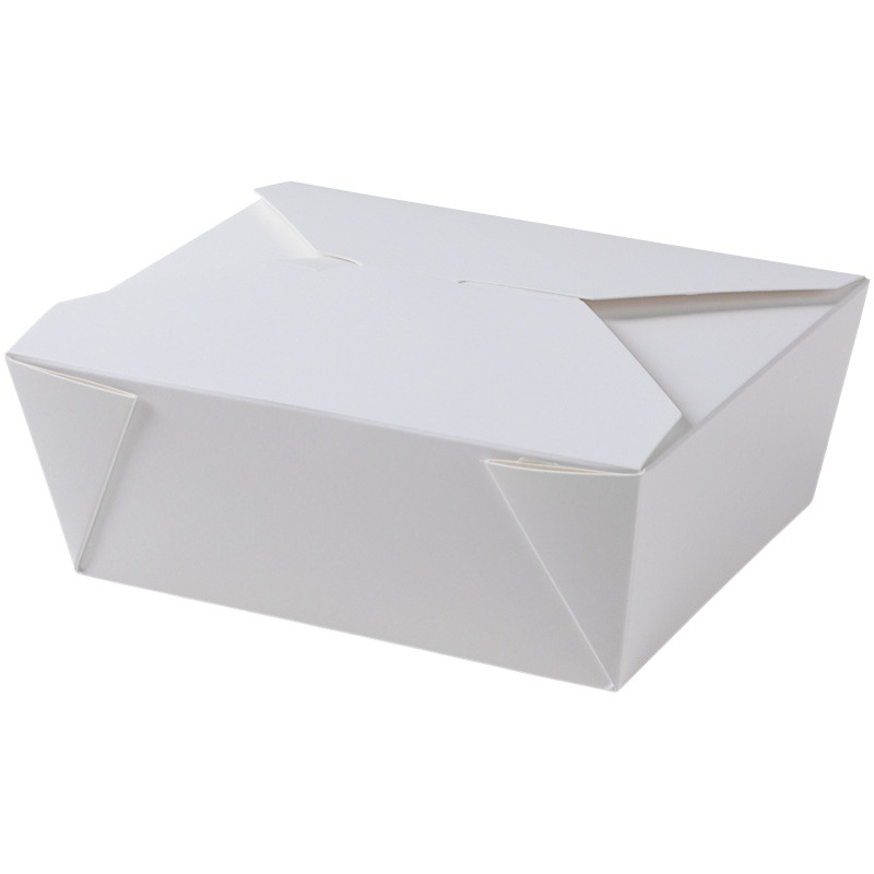 Western food white cardboard lunch box disposable rectangular white takeaway packing box Bento commercial fast food packaging lunch box