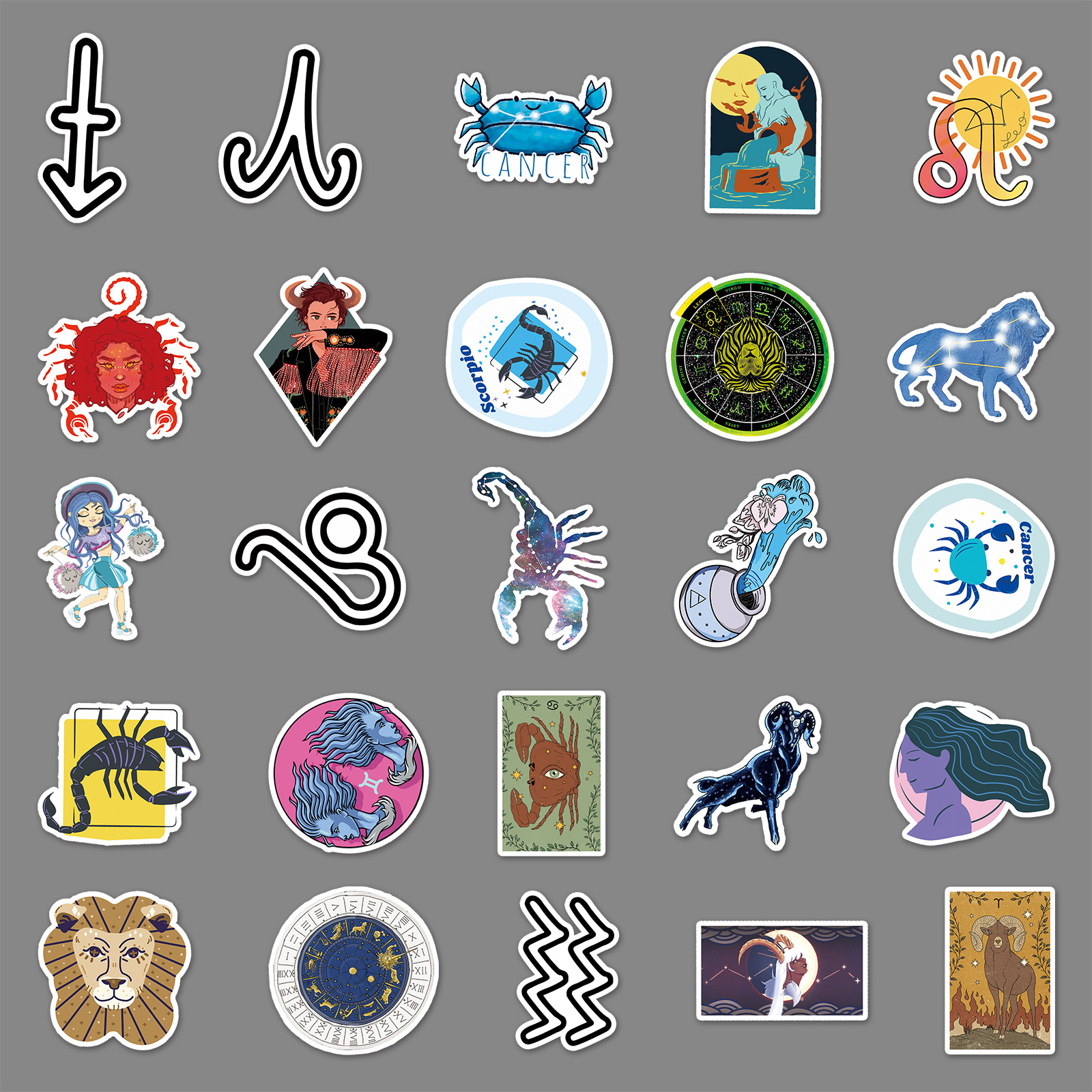 Picture of 50 pieces of twelve constellations graffiti stickers personalized cross-border cartoon fantasy DIY skateboard luggage stickers waterproof