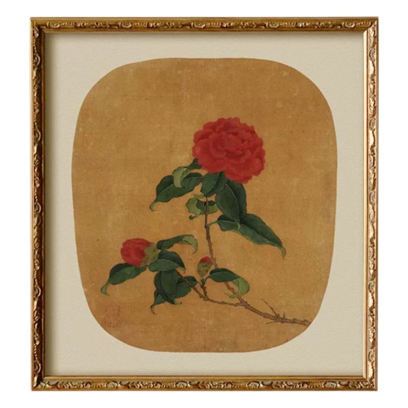 French retro Camellia living room hallway decorative painting new Chinese style Chinese style restaurant study red flower hanging painting