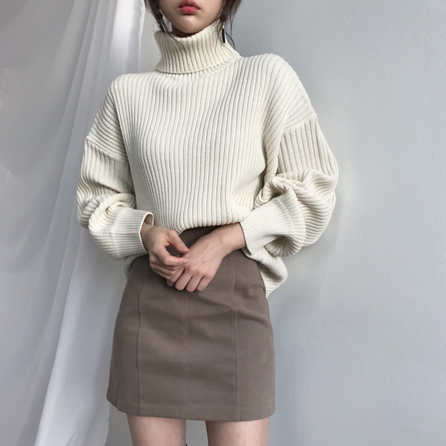 Picture of Turtleneck Sweater Jacket 2024 Autumn and Winter Korean Style Fashion Loose Casual Versatile Chic Lazy Style Long-Sleeved Top for Women
