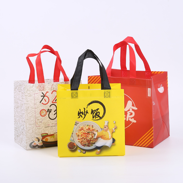 Processing and Customizing Waterproof Non-Woven Take-Out Bags, Catering Packaging Bags, Colorful-Coated Lunch Bags, Logo Printing