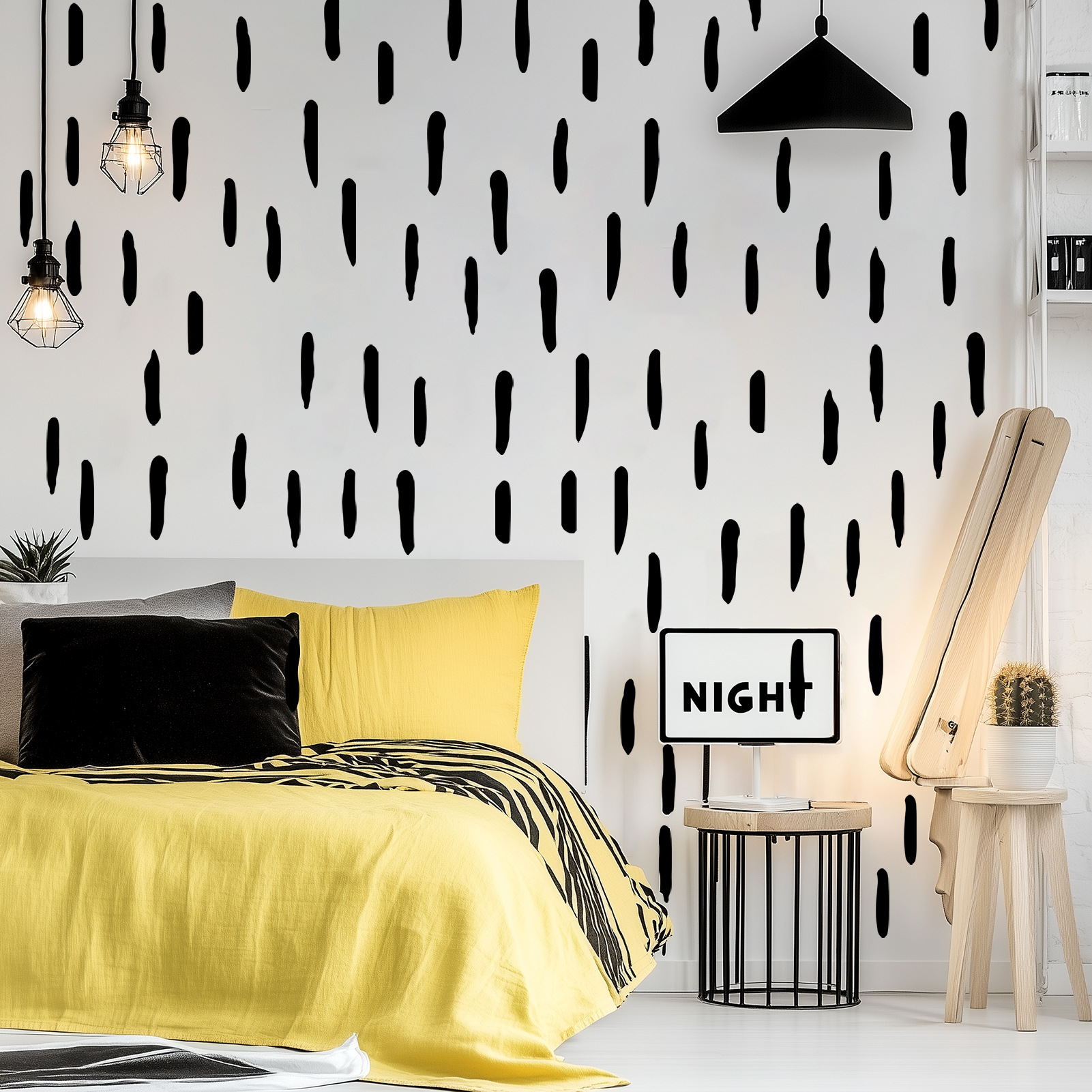 New factory wholesale black irregular removable bedroom living room waterproof decorative wall stickers HY152