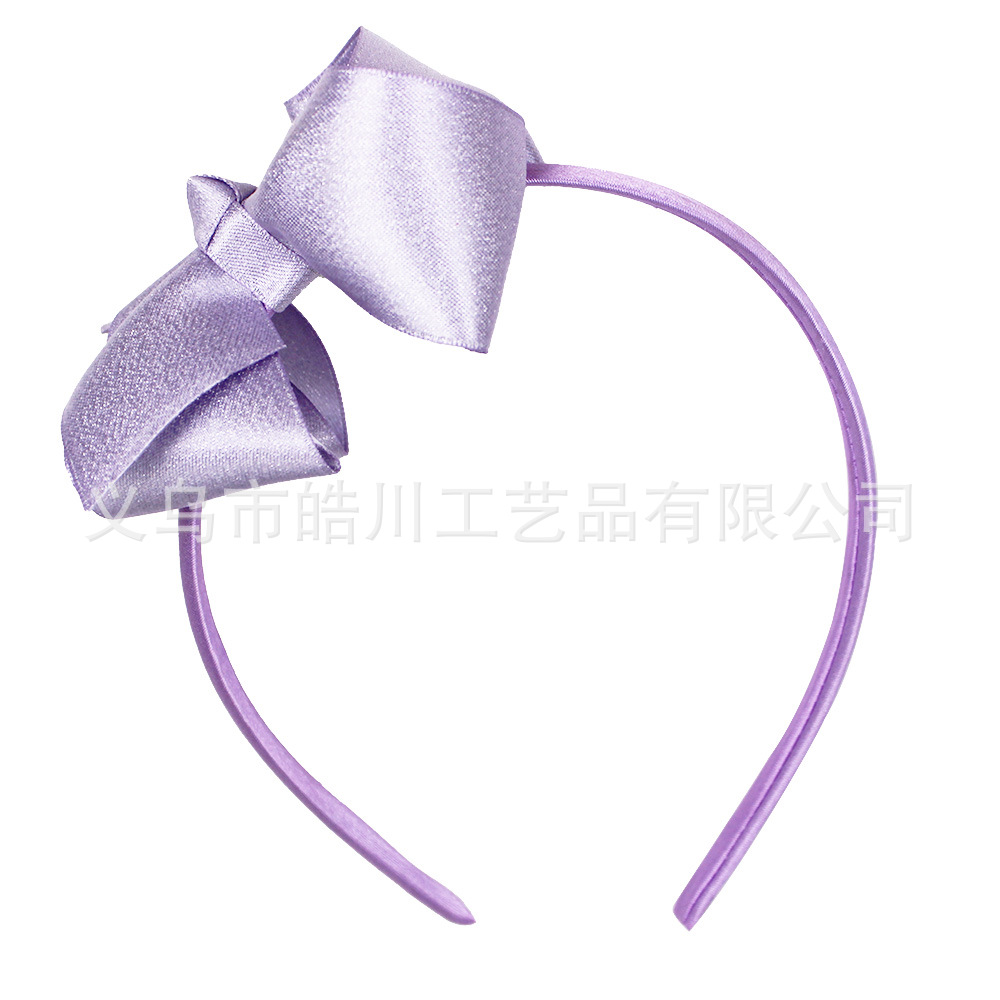 Picture of Haochuan 508 European and American Bow Hair Band Gold Weft Band 4inch Children's Ribbon Hair Band Plain Girl Fashion Hair Accessories