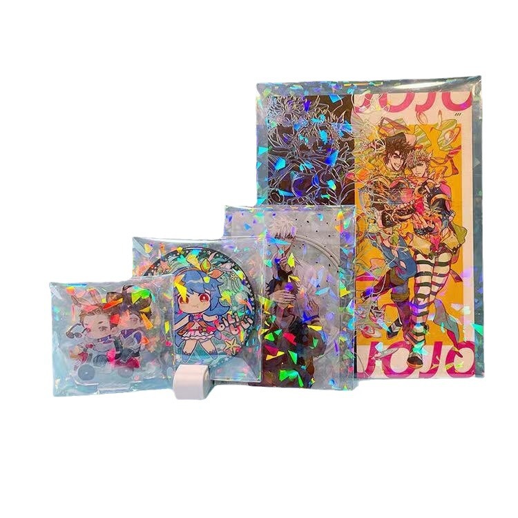 Picture of Laser Self-adhesive Bag Bar Protective Cover Rainbow Light Ziplock Bag Millet Badge Yu-gi-oh Card Animation Peripheral Storage