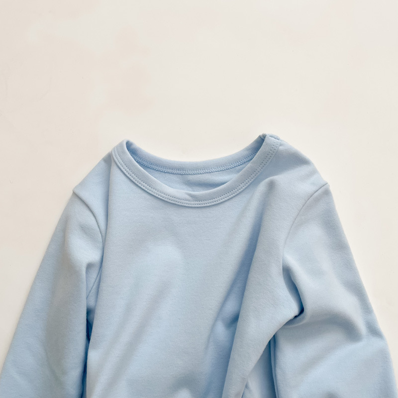 Picture of Children's Pure Cotton Thermal Underwear Boys' Bottoming Shirt Autumn and Winter Girls' Autumn Clothes Single-Piece Top Mid-Children's Half-High Collar Baby