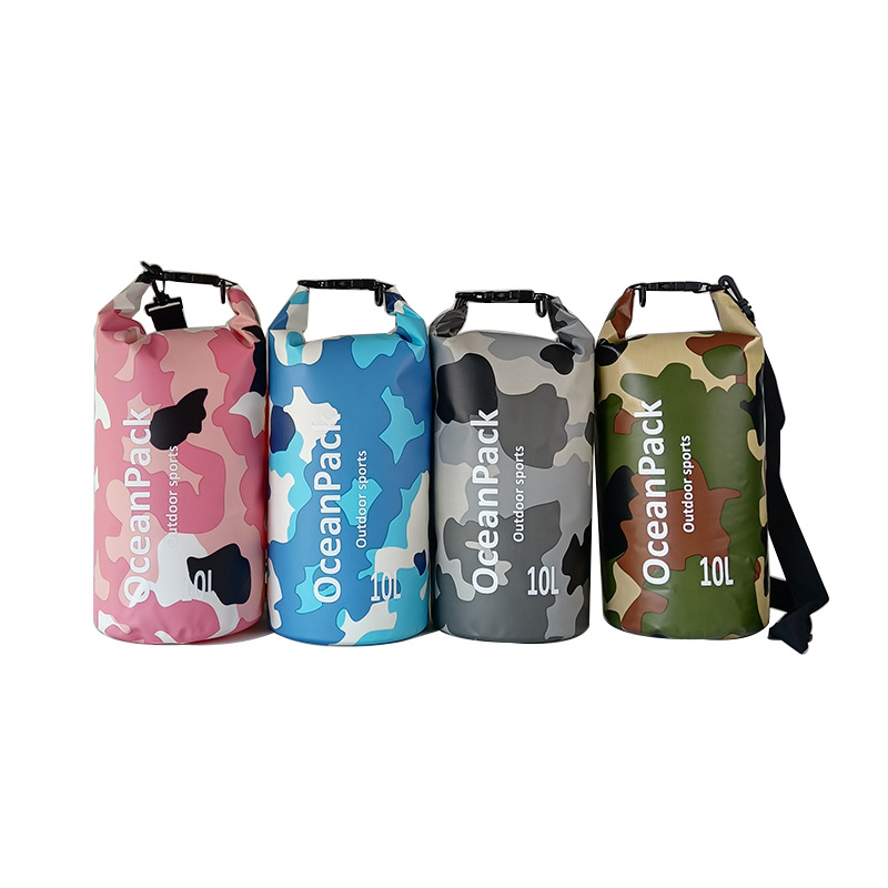 Picture of Cross-border children's swimming bag leisure camping waterproof bag drifting beach bag dry bag camouflage PVC waterproof bucket bag