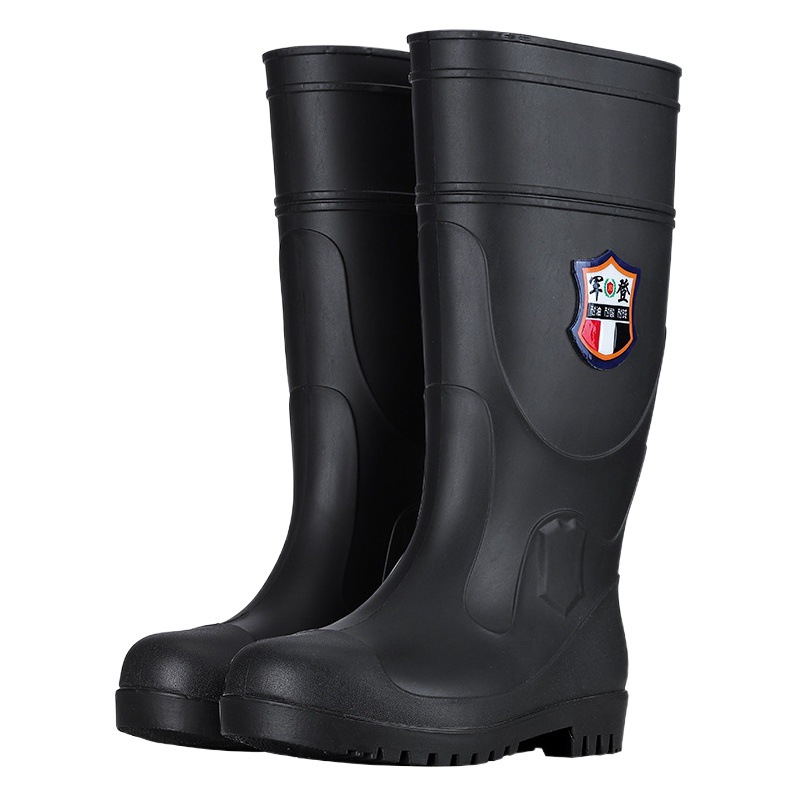 Steel Toe Anti-smashing Rain Boots Men's High Barrel Middle Barrel Industrial Water Shoes Labor Protection Miner's Shoes Steel Plate Non-slip Warm Rain Boots Rubber Shoes
