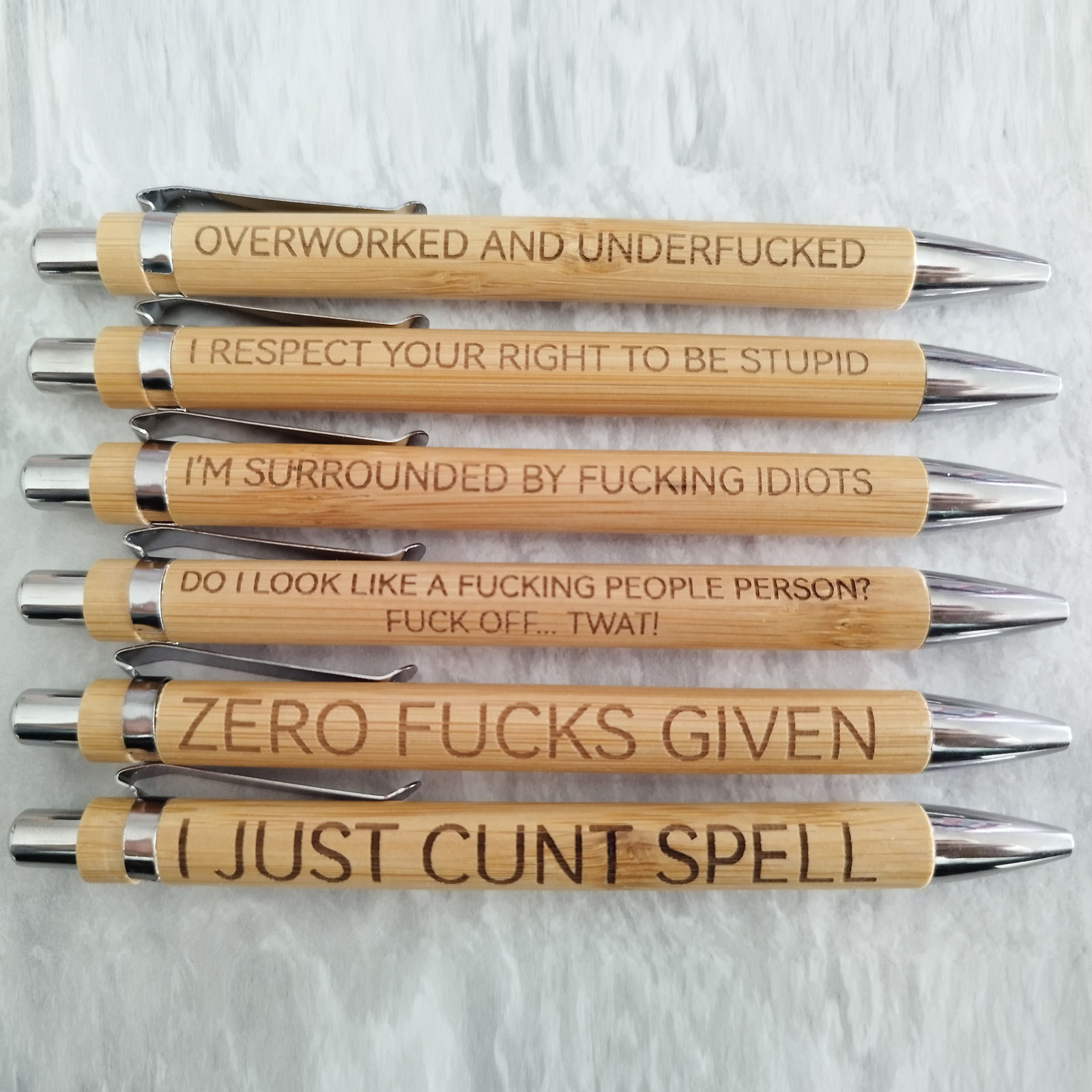 Offensive pen set dirty bamboo pen 6 bamboo pen suit interesting copywriting press ballpoint pen