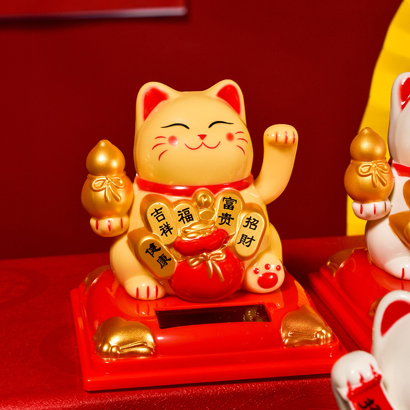 Picture of New lucky cat decoration wholesale solar automatic hand-shaking car decoration cake decoration creative gift cross-border
