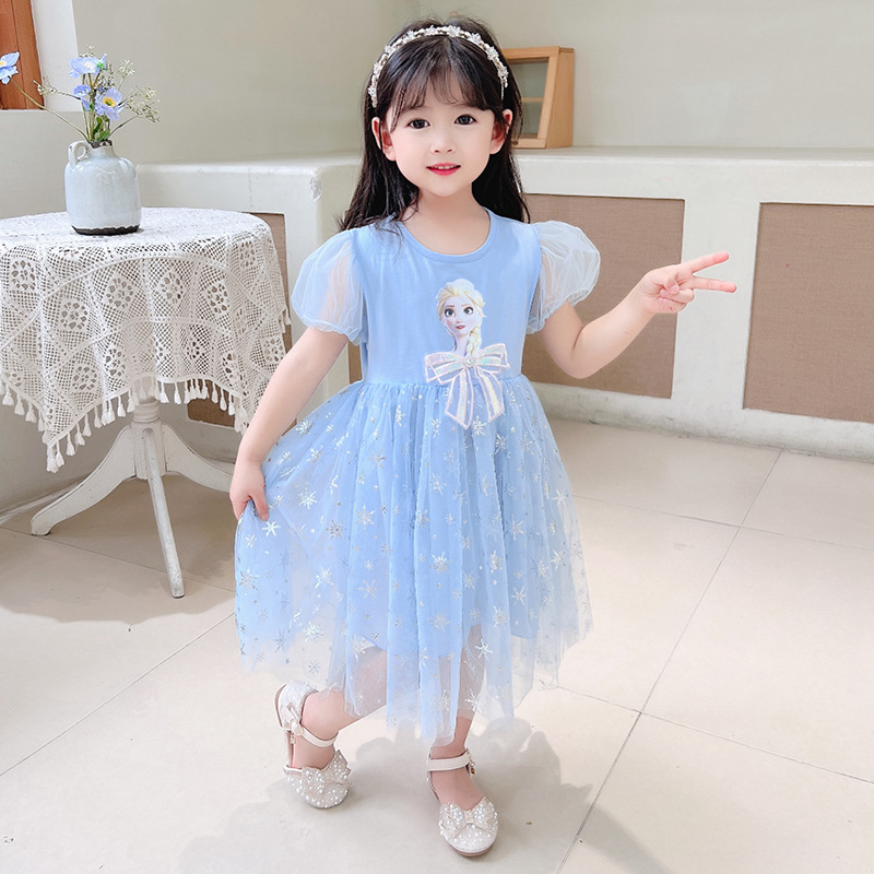 Picture of Girls Elsa Princess Skirt Children's Summer Frozen Dress Summer Dress Super Foreign Style Elsa Puff Veil Skirt