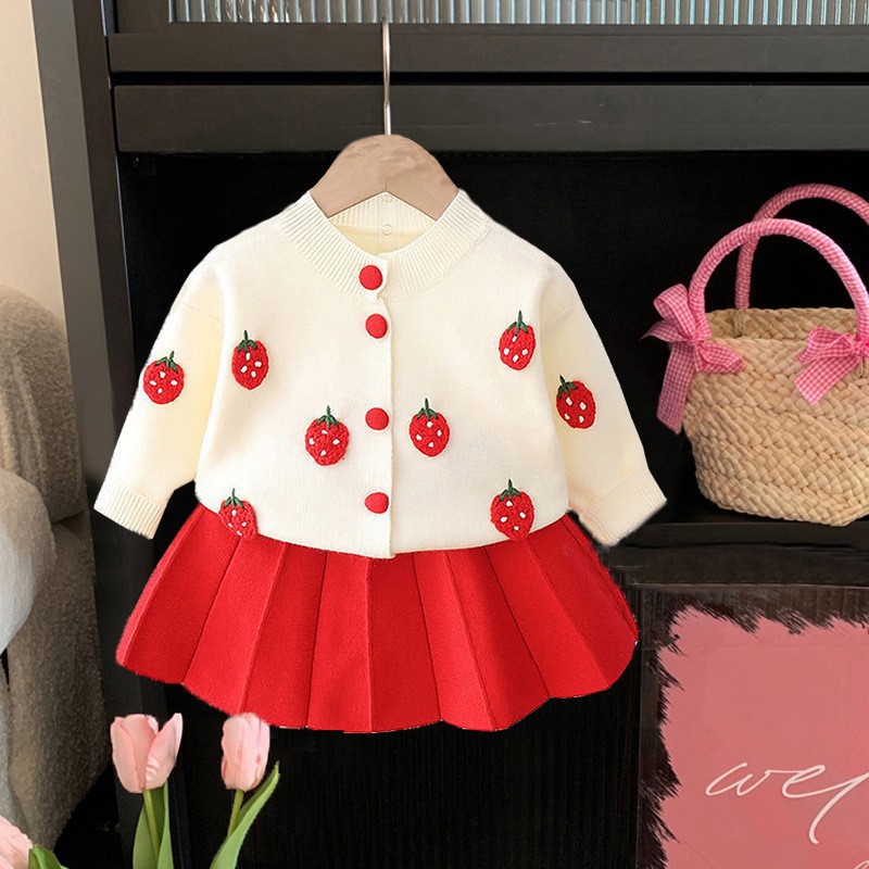 Picture of Baby girl's autumn and winter dress children's sweater suit one-year-old children's infant clothes autumn new western style