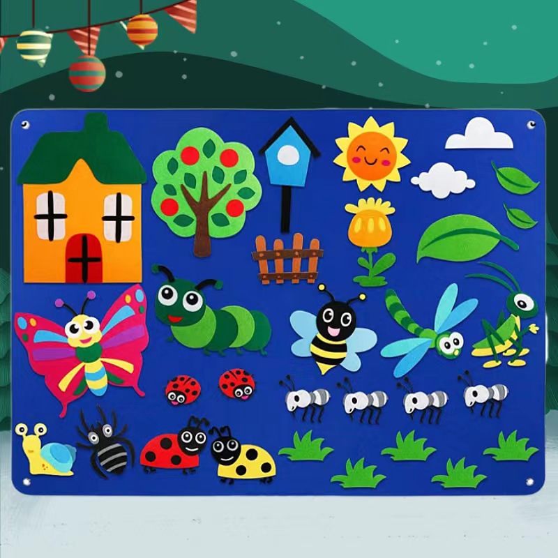 Picture of Amazon cross-border children's early education 3DIY three-dimensional felt game package storyboard learning board printing dinosaur animals