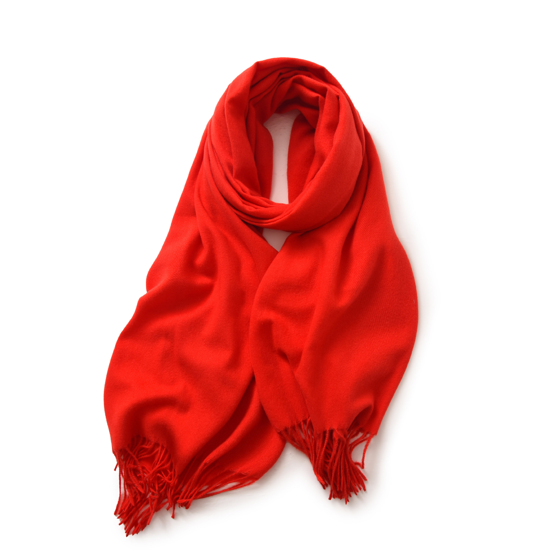 Picture of 2025 Red Scarf Women's Winter Cashmere Solid Color Scarf Shawl High-grade Warm Korean Style Tassel Scarf Men's All-match Scarf