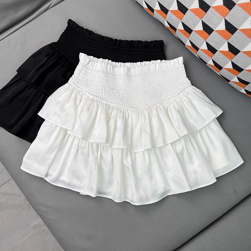 Summer skirt, new style ballet white short skirt, puffy high-waisted slimming cake dress, women's elegance 2025a