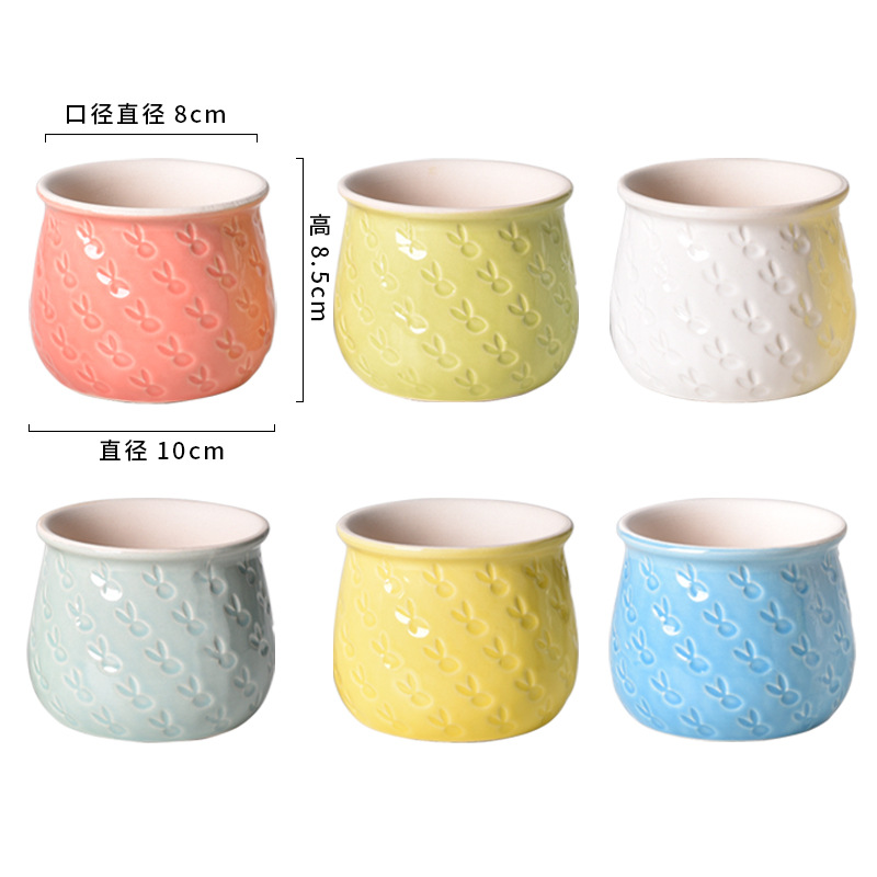 Picture of Factory wholesale ceramic flower pot glaze combination creative home decoration fleshy flower pot simple meat green plant potted plant