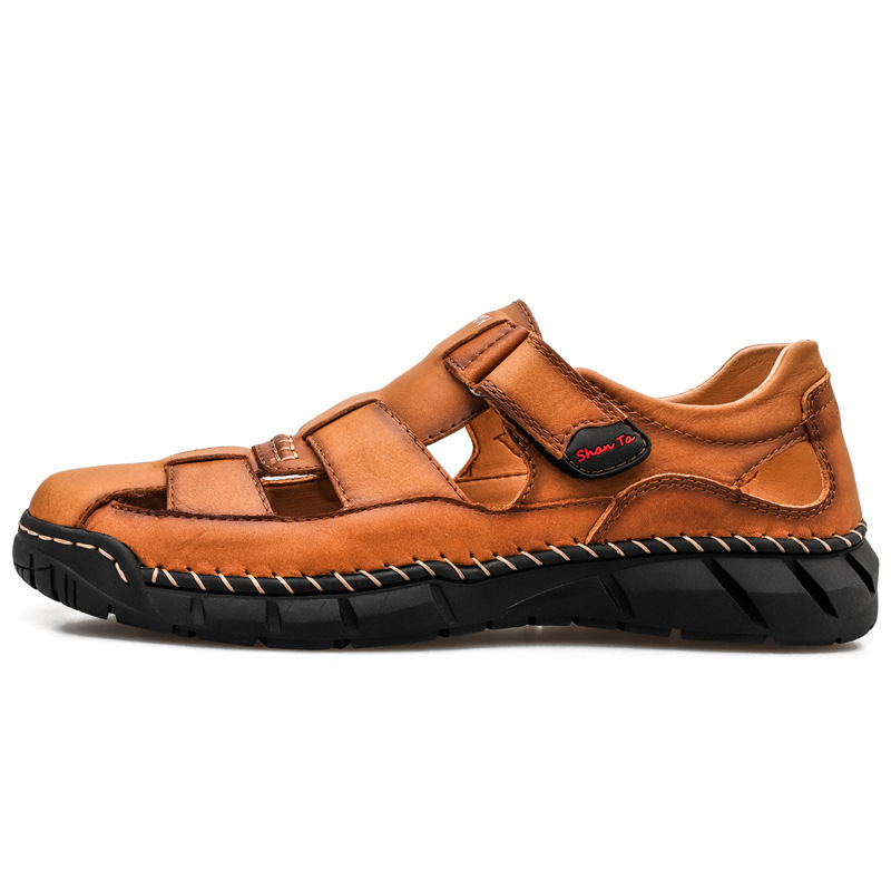 Cross-border Sandals Baotou Outdoor Breathable Sandals Summer New Velcro Sewing Shoes Trendy 48 plus size Casual Shoes