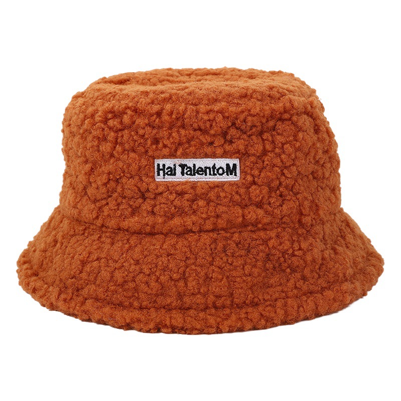 Lamb Wool Fisherman Hat Plush Hat Autumn and Winter Women's Warm Plush Hat Winter Outdoor Rabbit Fur Basin Hat Winter Hat