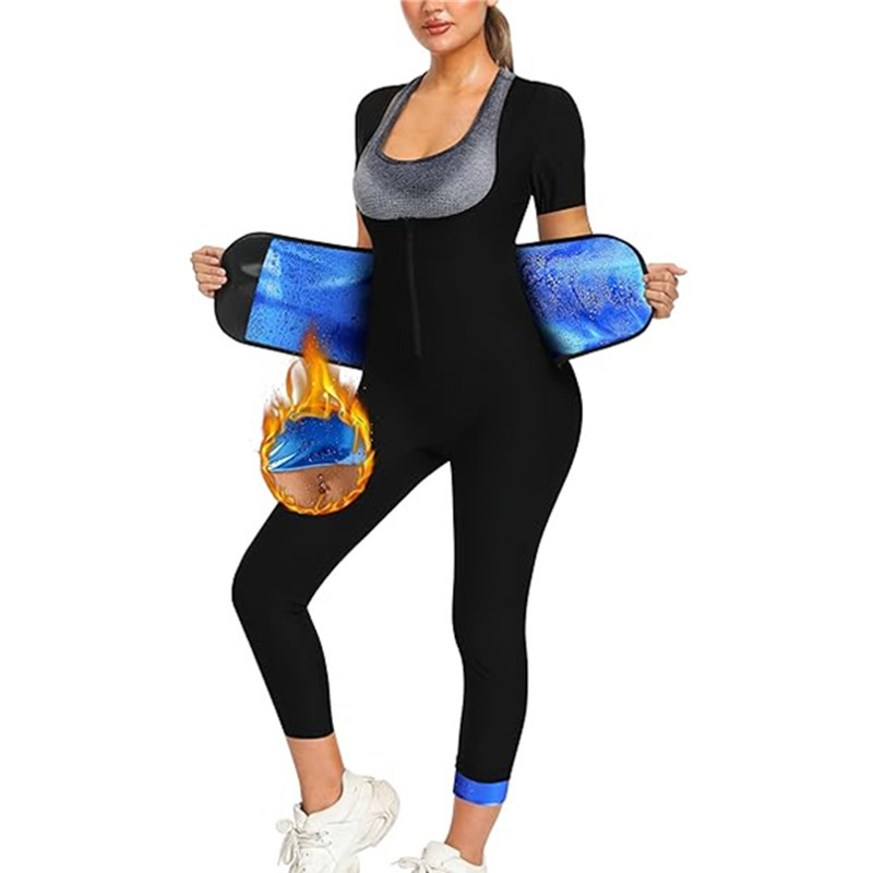 Amazon Women's Running Fitness Sweat Suit Cross-border Shaping Body Twister European and American Sports Body Shaping Suit