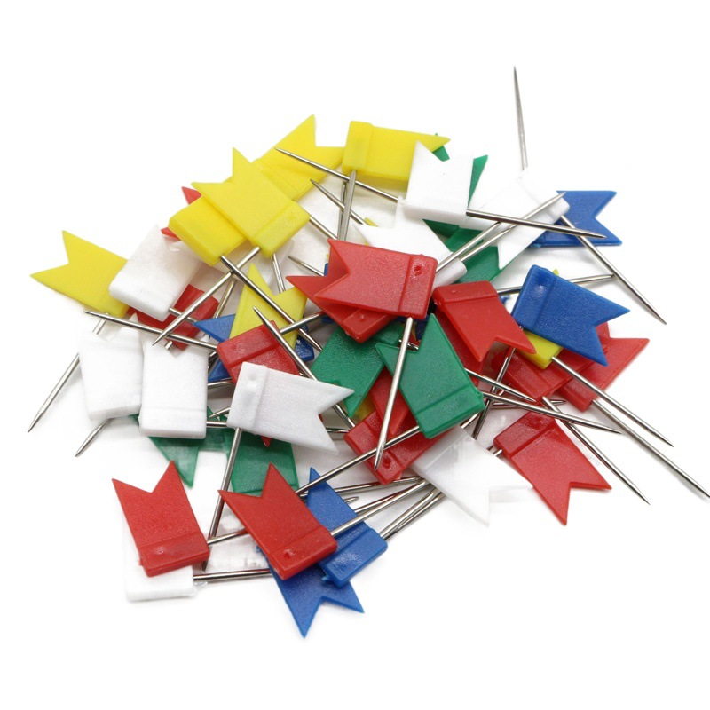 100 plastic hanging box flag needle drawing board pushpin color creative I-pin pushpins American pushpins