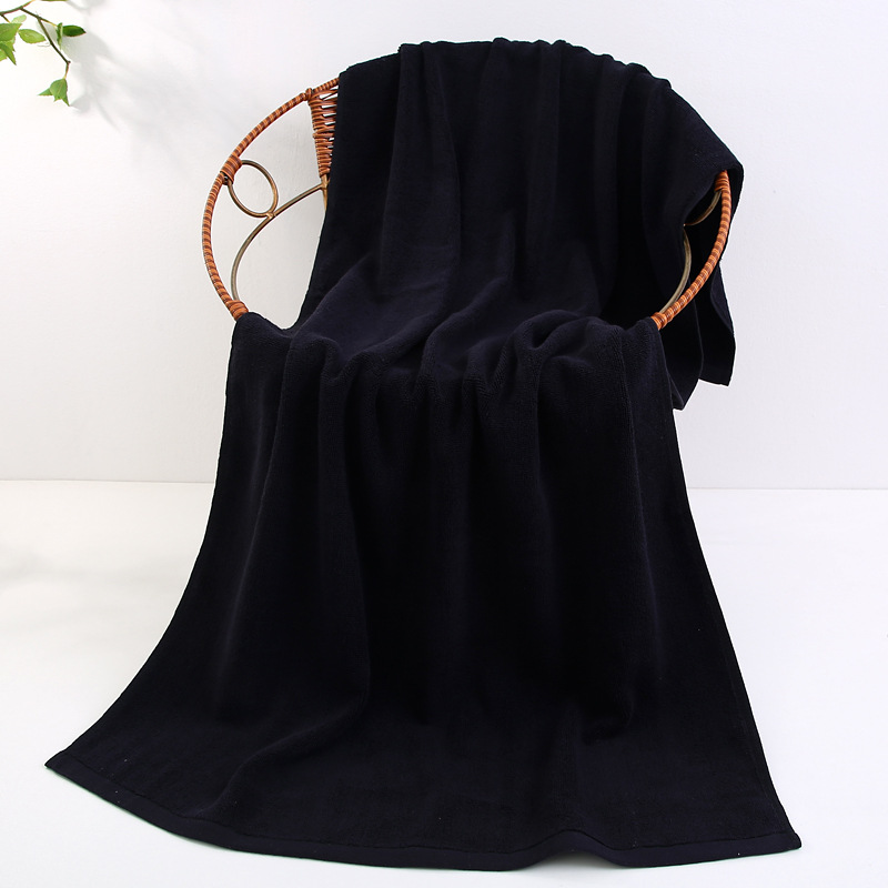 Picture of Wholesale cotton black bath towel increase thick beauty absorbent cotton black towel foreign trade black beach towel logo