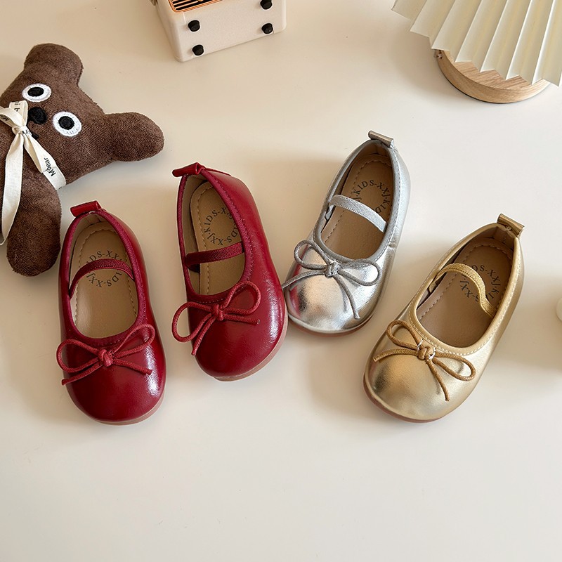 Children's small leather shoes 2024 autumn new Korean girls soft sole shoes bow baby non-slip fashion shoes