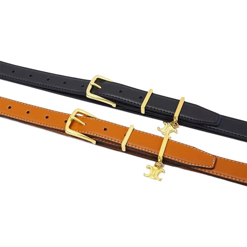 New Women's Belt Arc De Triomphe Pin Buckle Pendant Women's Versatile Korean Style Cowhide Belt Women's Suit Dress Trouser Belt