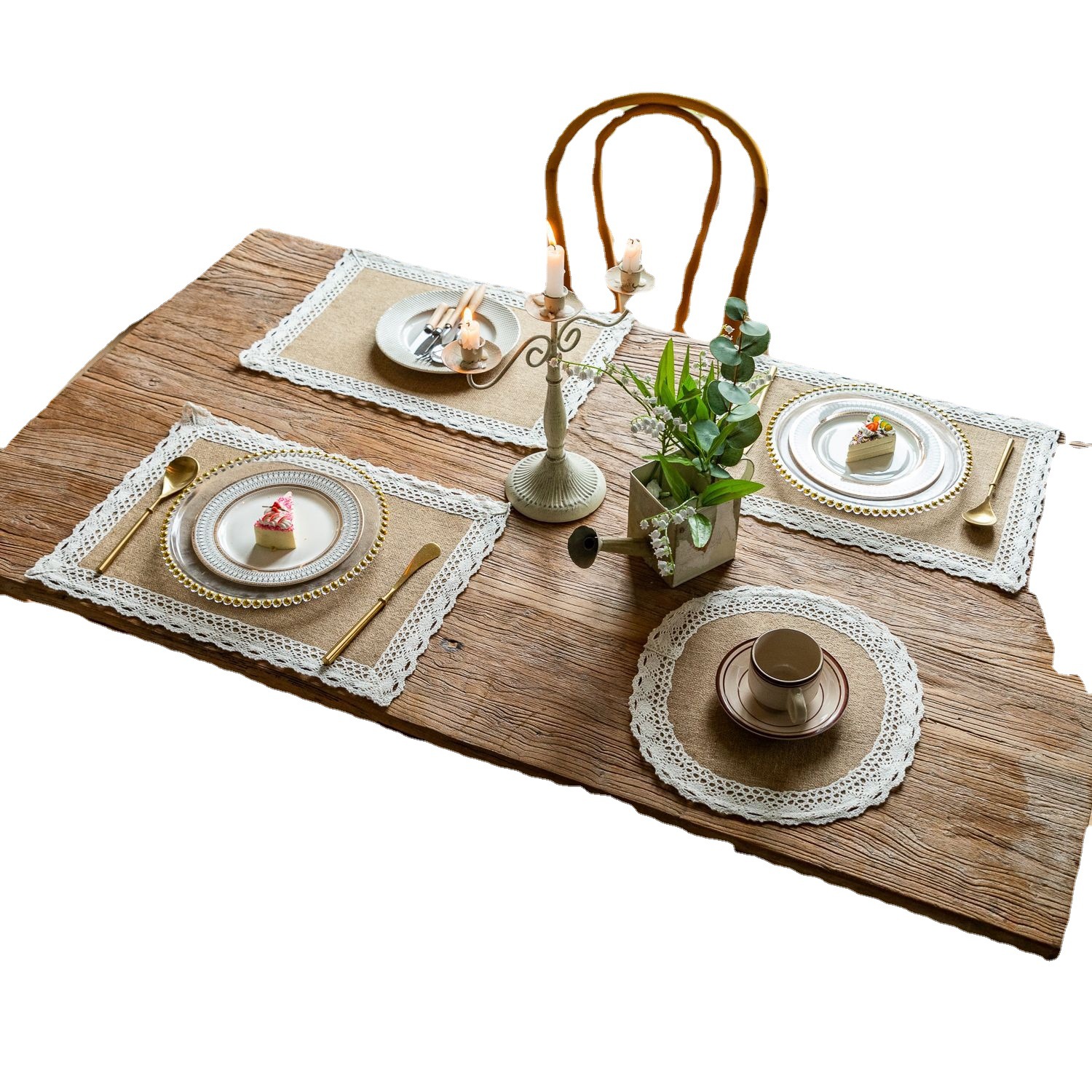 Picture of Cross-border Hot-selling Round Large 38cm Western Dining Mat Japanese Style Simple Household Rectangular Jute Woven Insulation Mat