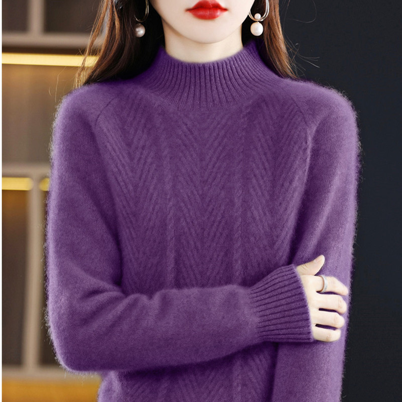 Picture of Autumn and winter clothing 2024 new popular this year's popular beautiful half turtleneck thick Women's sweater Western style bottoming shirt