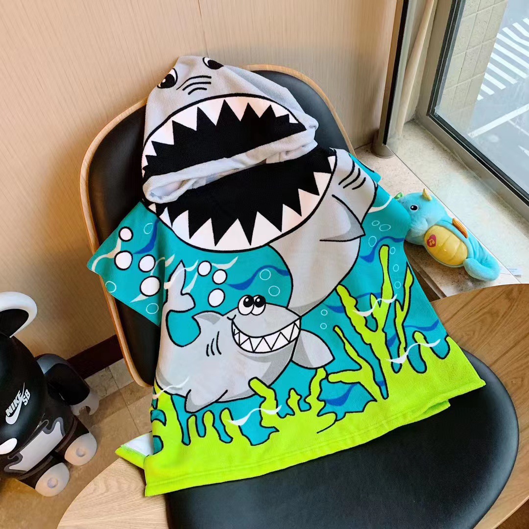 Picture of Cute Cartoon Children's Bath Towel Cloak Soft Skin-friendly Hair-free Bath Water Absorbent Quick-drying Wearing Baby Bath Towel