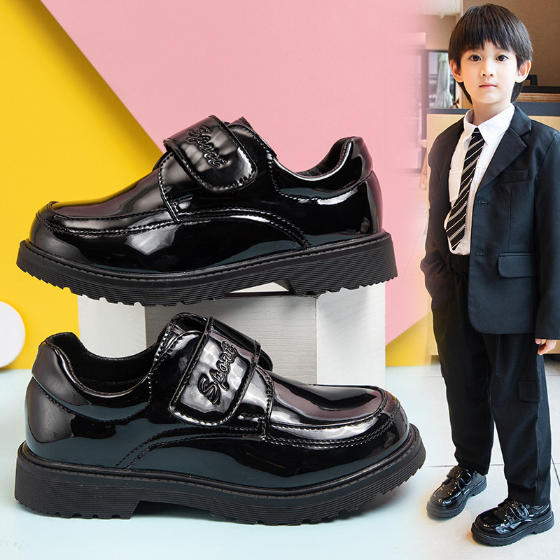 Picture of Children's Shoes, Boys' Leather Shoes, Spring & Fall 2025 New British Style Black Soft Soles, Middle-Aged and Primary School Students' Performance Shoes