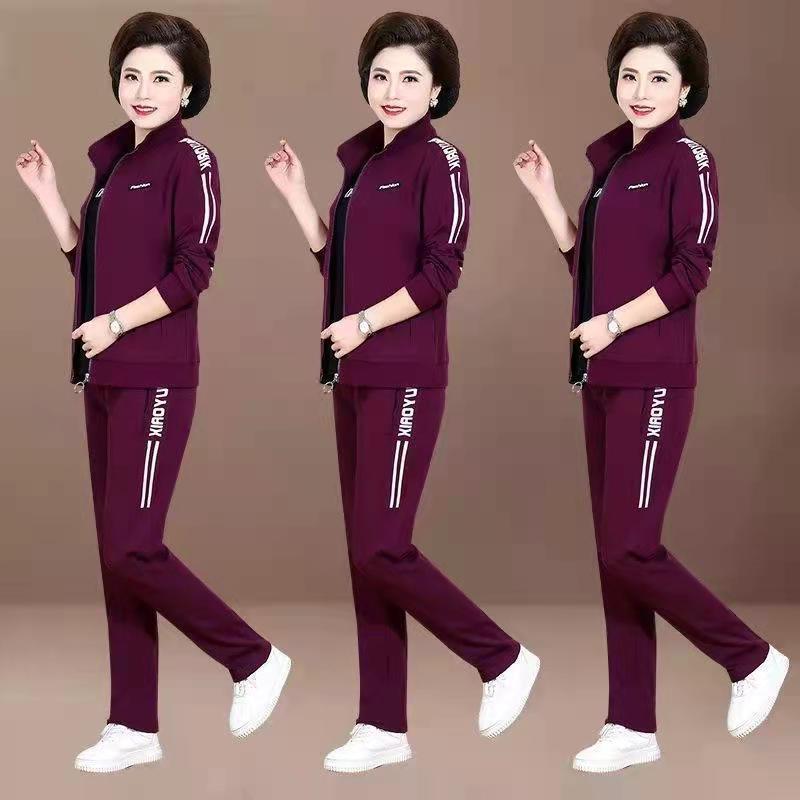 Suit Women's Mother's Spring Coat Women's Spring and Autumn All-match Loose Casual Large Size Women's Sportswear Two or Three-piece Suit