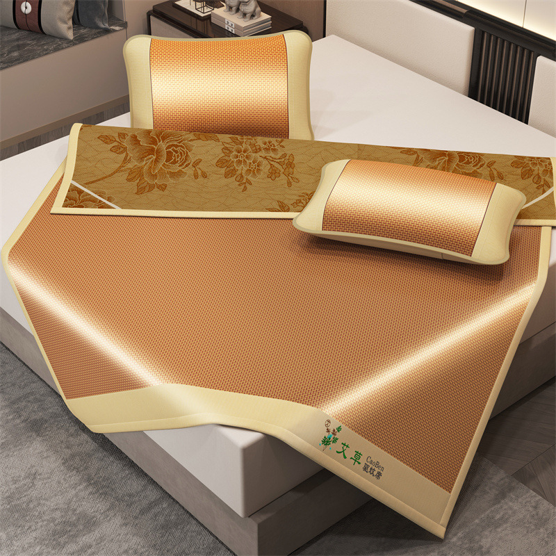 Mugwort Mosquito Mat Ice Silk Mat Three-Piece Double-Sided Ancient Rattan Mat Air-Conditioned Mat Home Dormitory Foldable Mat