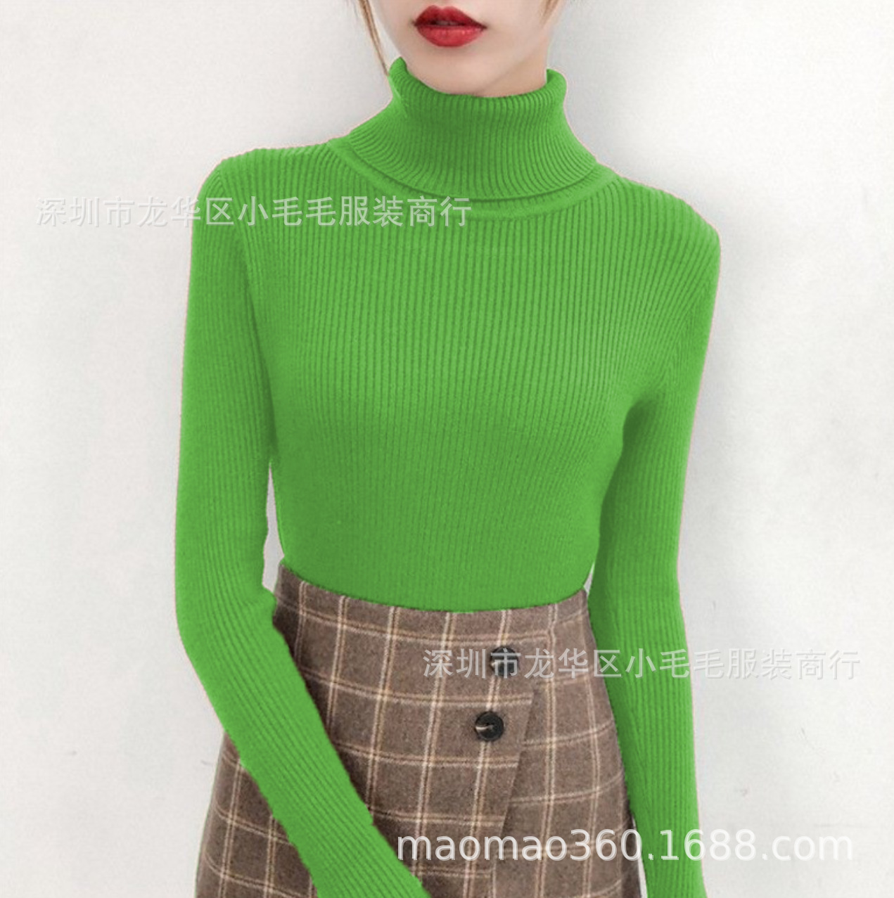 Picture of Autumn Clothing K-Style 2023 New Versatile Pure Color Slim Fit Pullover High Collar Warm Long-Sleeved Knitted Sweater for Women