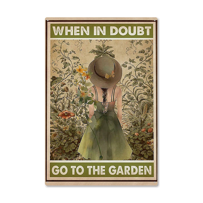 Picture of Cross-border American Country Retro Flower Figure Tin Painting Garden Pastoral Balcony Wall Wall Wall Old Decoration Pendant