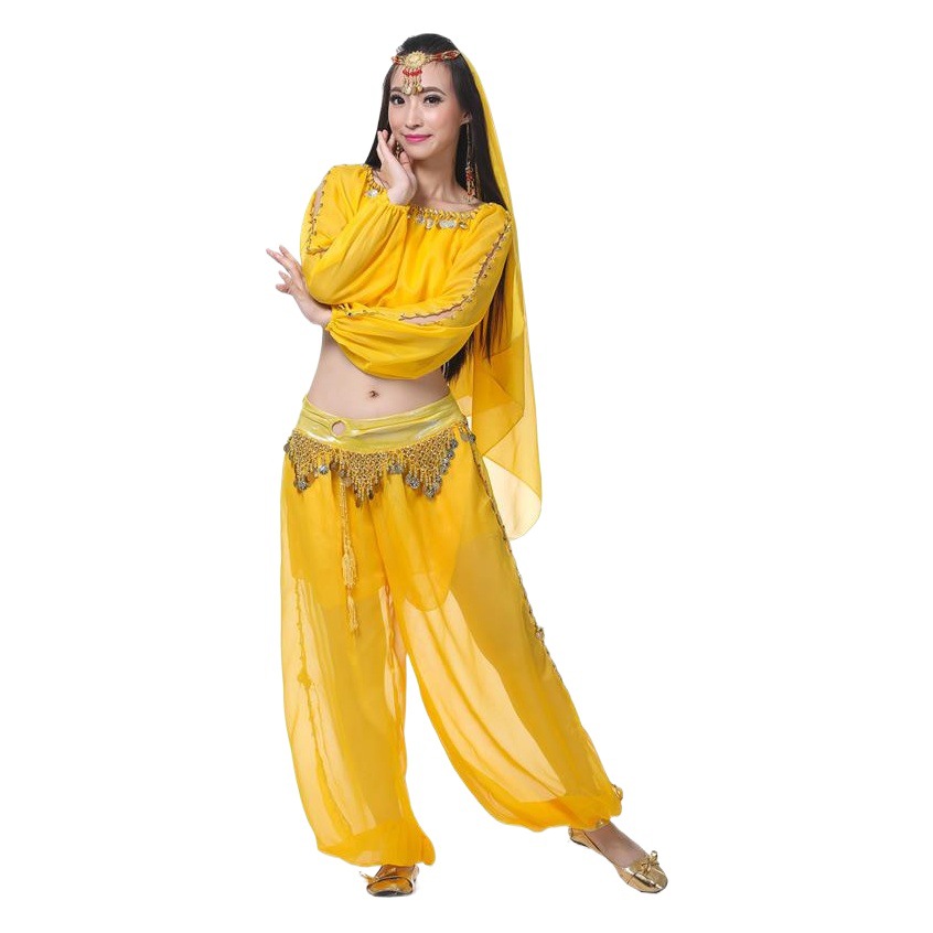 4 Piece Set Lantern Long Sleeve Ring Lantern Pants Veil Belly Dance suit Belly Dance India Performance suit