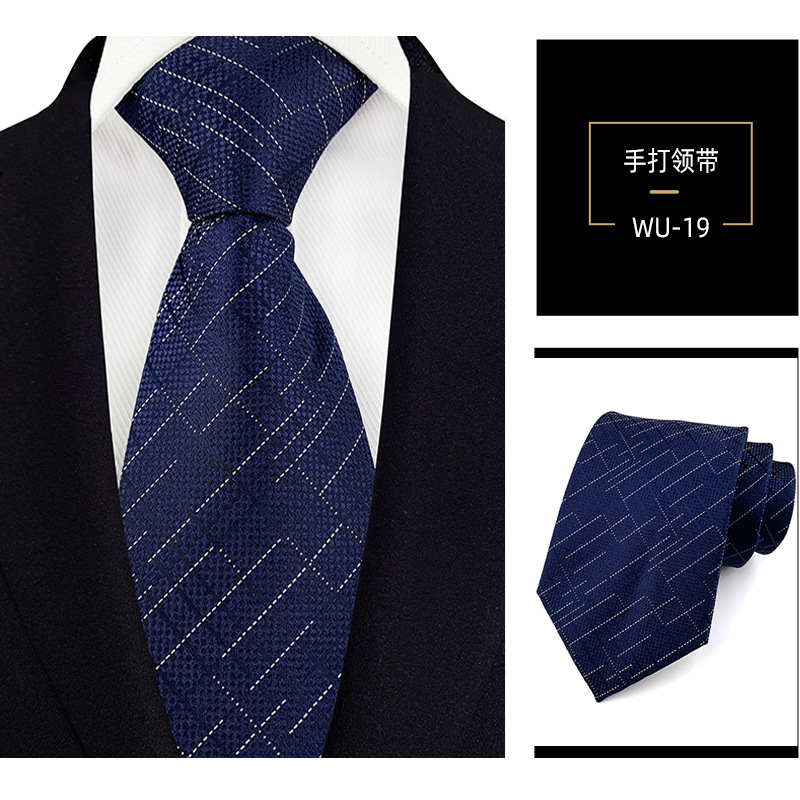 Picture of Men's Tie Jacquard Silk 8cm Hand Tie Professional Dress Interview Business Stripe Tie Men's in stock Wholesale