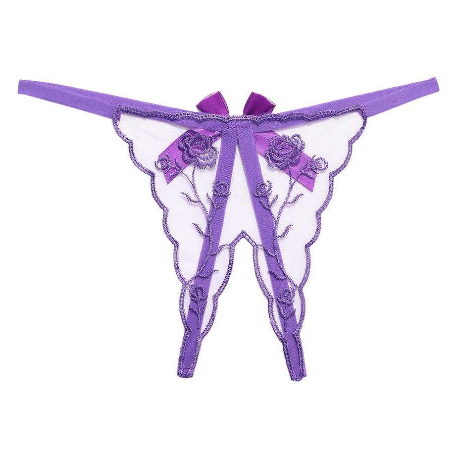 Sexy Women's Underwear Transparent Open Thong Low Waist T-Pants Large Size Sexy Embroidered Underwear for Women 665