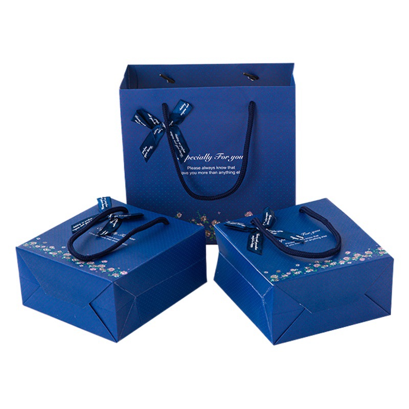 in stock blue handbag high-end clothing store packaging bag jewelry paper bag men's birthday gift bag manufacturers wholesale