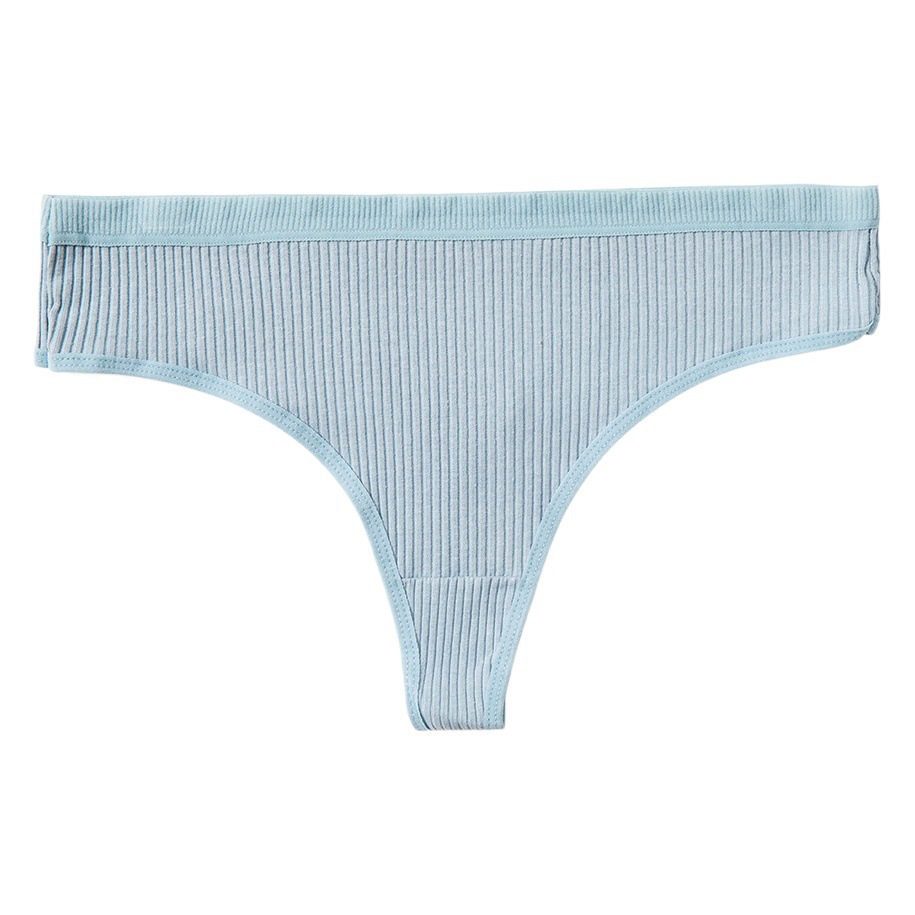 Popular Solid Color Breathable Low-Waist European and American Style Thong Panties for Women, Seamless and Comfortable Cotton Crotch, Girls' Foreign Trade Thong Panties