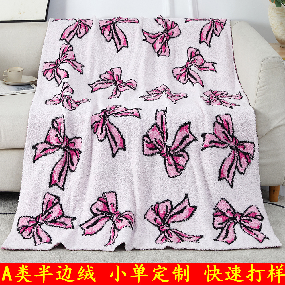 Category a Maternal and Infant Half Velvet Blanket Bow Series Knitted Half Velvet Blanket Sofa Blanket Air Conditioning Summer Cooling Blanket