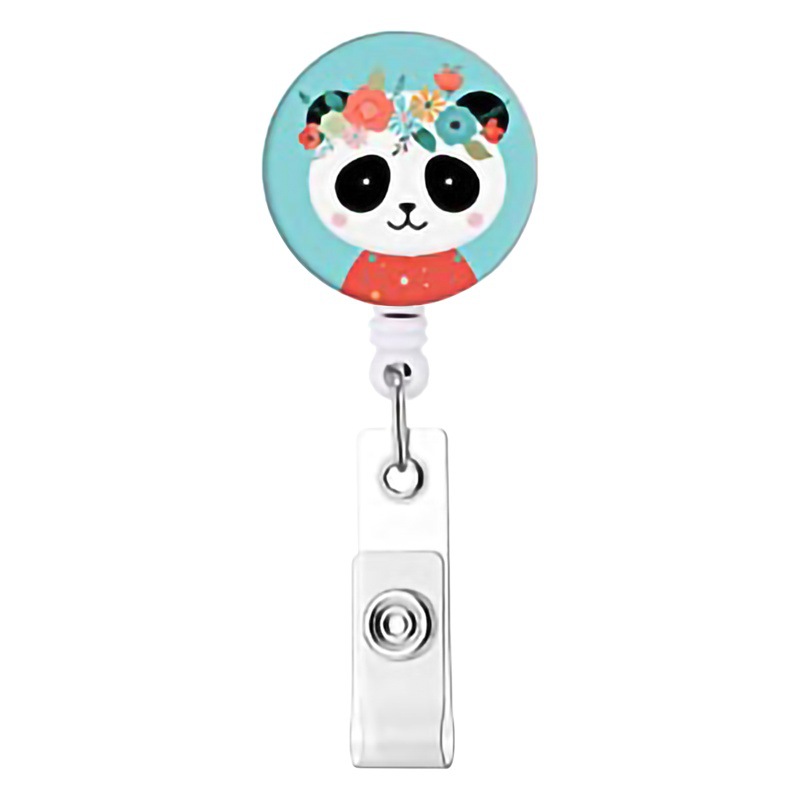 Cartoon Animal Rotating Badge Rotating Shaft Fox Rabbit Sloth Panda Fox Pattern Telescopic Easy Pull Buckle Easy to Pull