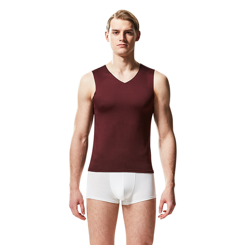 Picture of New men's ice silk vest wide shoulder narrow tailored breathable sweat-absorbent sports fitness base waistcoat monochrome hair generation