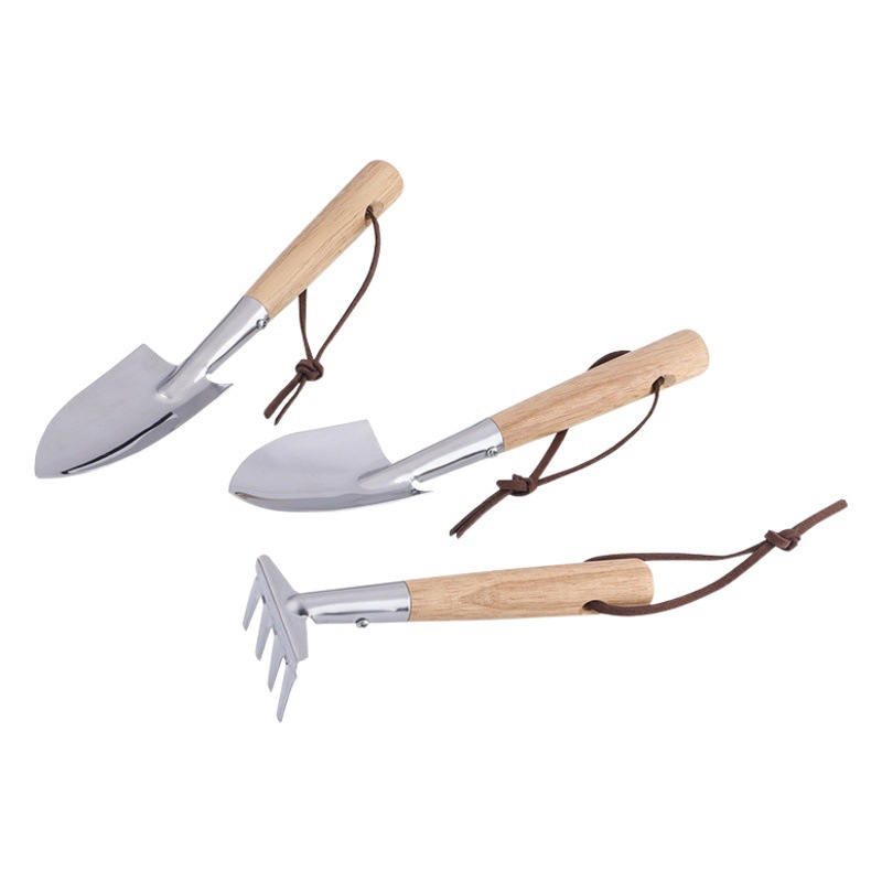 Garden Tools Set Stainless Steel Oak Hand Garden Mini Hand Rake Gardening Tools Wooden Shovel Gardening Tools