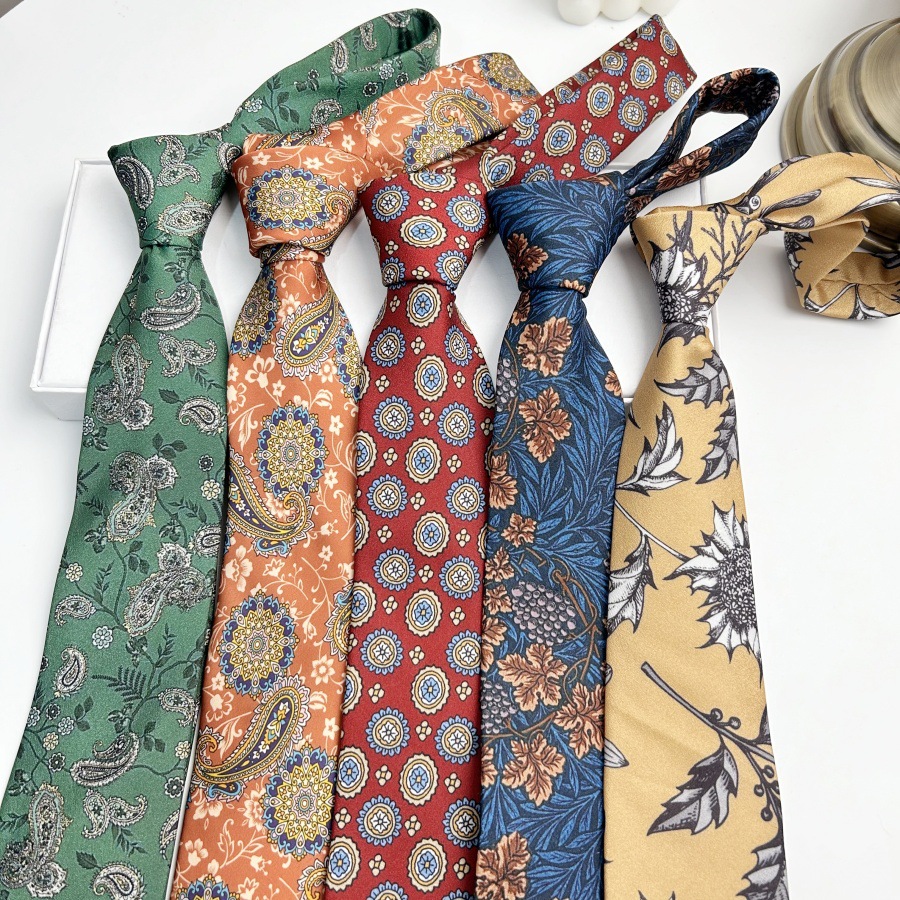 Cross-border Men's Tie Business Formal 8cm Printed Polyester Tie Wholesale Flower Casual Professional Tie