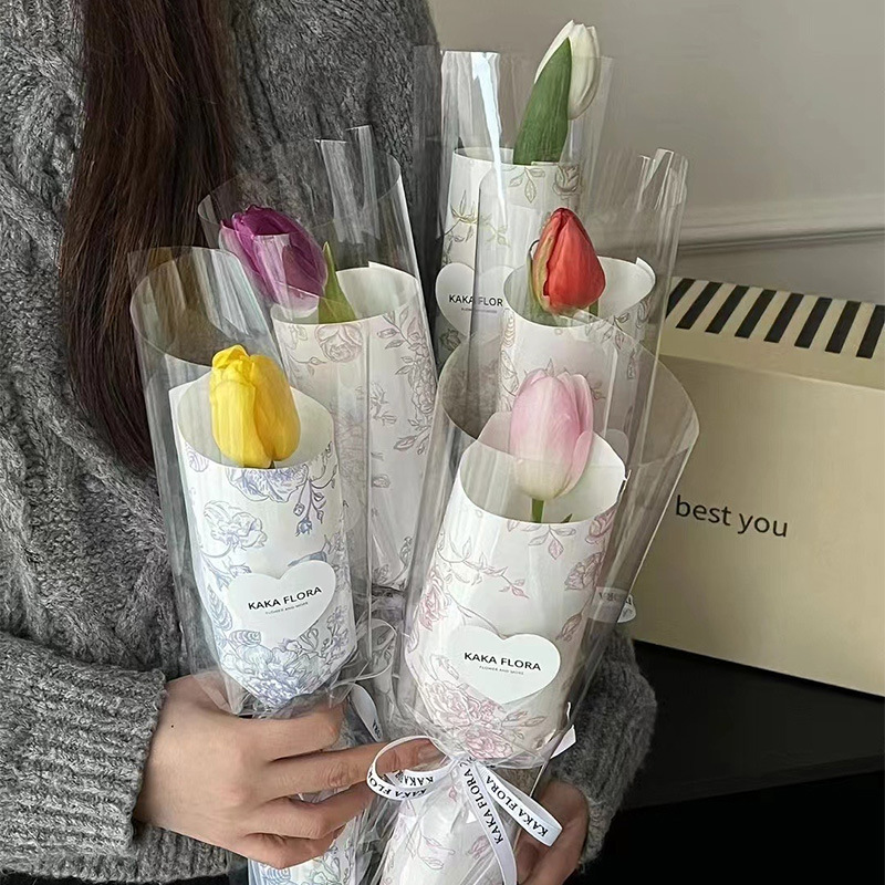 Mother's Day Flower Wrapping Paper Retro Flower Art Paper Single Flower Bundle Simple DIY Bag Flower Bagging Wholesale