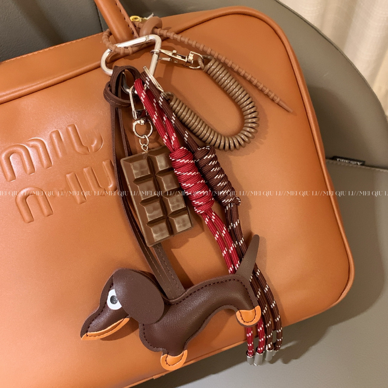 Ins New Style Bag Hanging MIU Pendant Dachshund Dog Bag Pendant Fashionable Nylon Woven Bag Hanging Keychain