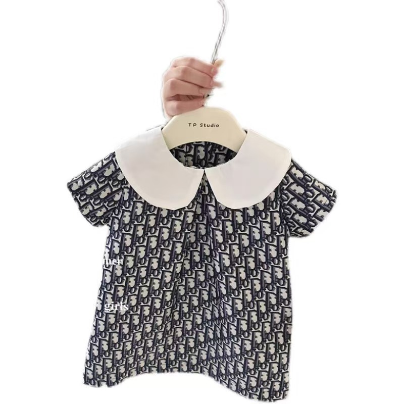 Picture of 2025 Summer High-end Sense New Girls Doll Collar Princess Dress Short Sleeve Lapel dress Girl Baby Dress