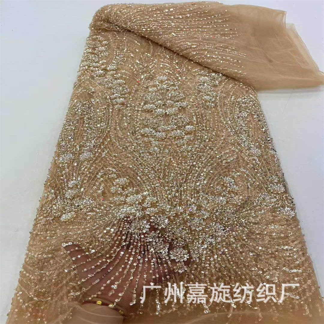 European Style Heavy Bead Bubble Beads + Stacked Embroidery Wedding Dress Women's Skirt Cheongsam Fashion Performance Clothing Fabric Lace