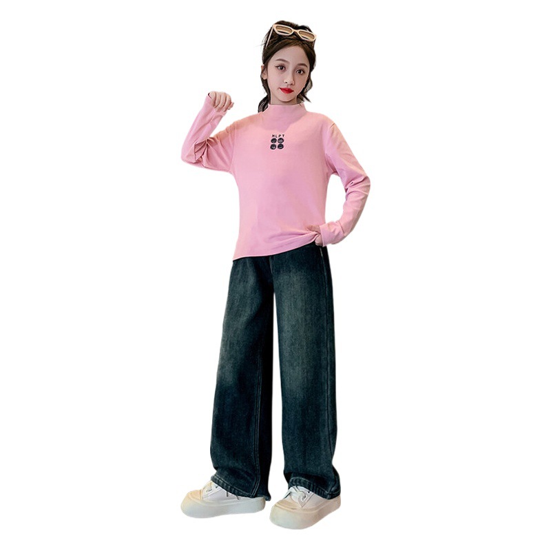 Girls' autumn and winter de Velvet bottoming shirt children's fashionable all-match inner top Western style self-heating winter long-sleeved sweater